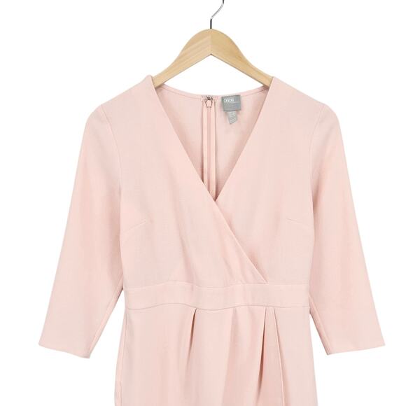 ASOS Design V-Neck Mini Dress With Wrap Skirt In Blush Pink Size 4 - Picture 3 of 8